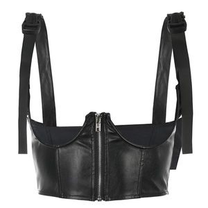 Faux Leather Black Bustier